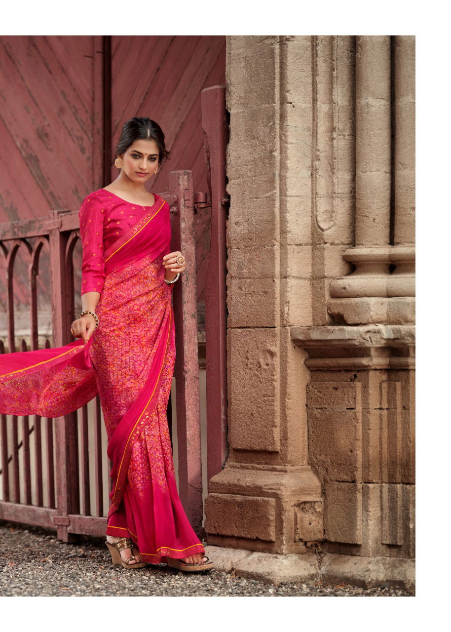 Kashvi Jasleen Fancy Wear Georgette Ethnic Wear Printed Saree Collection